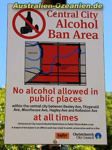 Straßenschild "Alcohol Ban Area"