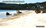 Baufahrzeuge am Strand von Noosa Heads