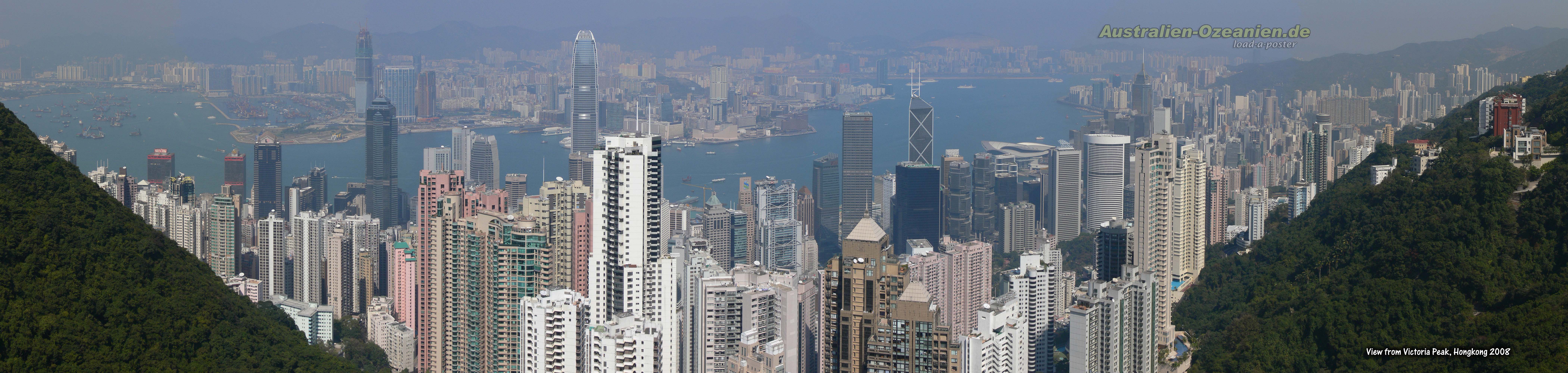 Panoramic view Hongkong Island & Kowloon